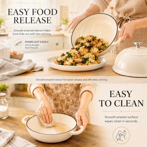 5 Qt Enameled Cast Iron Dutch Oven with Lid for Sourdough Bread Baking - Image 5