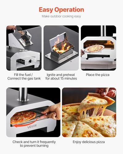 VEVOR Dual Fuel Pizza Oven Outdoor, 16 in Wood Fire & Propane Gas Pizza Oven, Portable Pellet & Propane Pizza-Maker with Thermometer, Large Multi Fuel Pizza Cook for Outside Camping & Backyard - Image 6