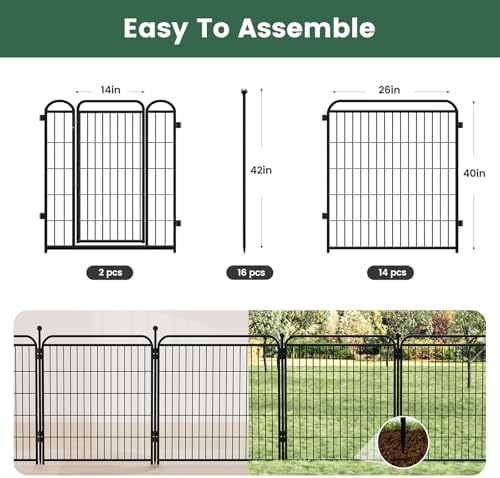 Gardner Pet Dog Playpens, 40" H 16 Panels Dog Pen Outdoor/Indoor Dog Fence Exercise Pen for Small/Medium/Large Dogs, Foldable Pet Play Yard Gate with Gravity Automatic Lock, Pet Playpen, Black - Image 2
