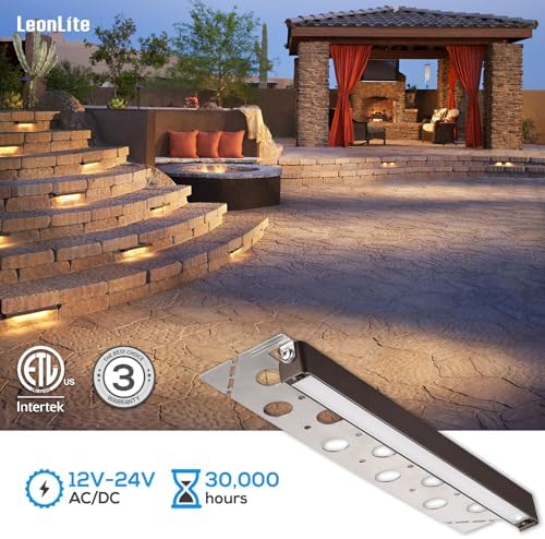 LEONLITE 8-Pack 12 Inch LED Hardscape Lighting, 3W/5W/7W, 2700K Soft White - Image 5