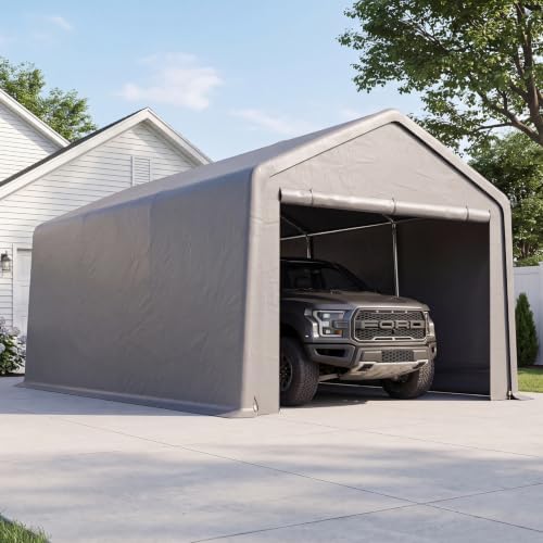 Aoxun 13x20 FT Outdoor Carport Garage Tent, Waterproof Storage Shed, Gray - Image 2