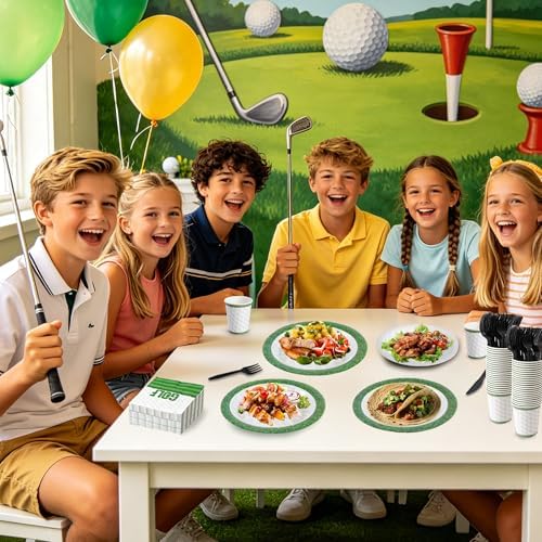 400 Pcs Disposable Golf Party Tableware Set for 50 Guests - Image 4