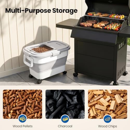 Wood Pellet Storage Container 20-25lbs, Wheeled Bin with Clear Window - Image 6