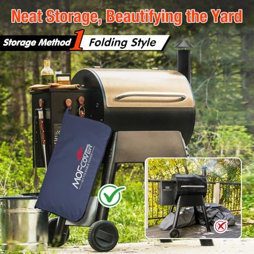 Foldable Grill Cover for Traeger Pro 34/780 Series, Waterproof 600D Heavy Duty Wood Pellet Smoker Cover, Fade＆Tear Resistant Pellet Grill Cover for Texas Elite 34 700/600/550,Blue - Image 2