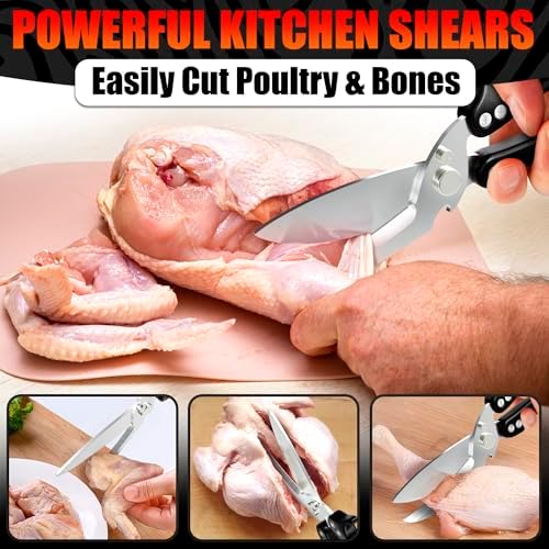 Kitchen Shears Heavy Duty, Safety Lock, Stainless Steel (Black) - Image 5