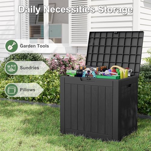 KAMABOKO Outdoor Storage Box, 32 Gallon Deck Box Outdoor Waterproof Small - Image 5