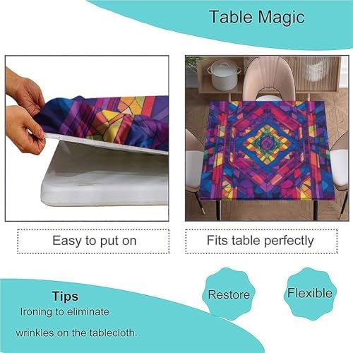 Outdoor Tablecloth with Elastic, Mandala Madness Pattern Printed on Fade Resistant Picnic Table Covers with Elastic, Ideal for Weddings Birthdays Events, Fit for 52" x 52" Square Tables - Image 3