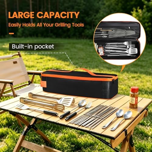 Grill Tool Storage Bag for Outdoor Barbecue, 20 in, Black, Flip-Top - Image 4