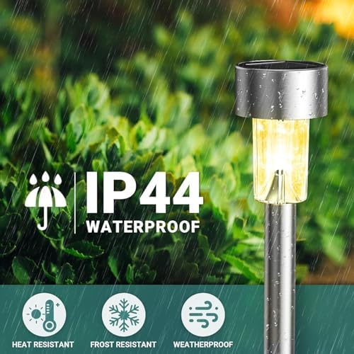 GIGALUMI 16 Pack Solar Lights Outdoor Waterproof, Stainless Steel - Image 5