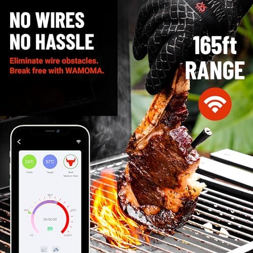 Meat Thermometer + BBQ Gloves - Grill Master Kit with Smart Wireless Cooking Thermometer & Extra Long Heat-Resistant BBQ Gloves for Kitchen, Grilling, Oven Baking, Meat Smoking - Image 4