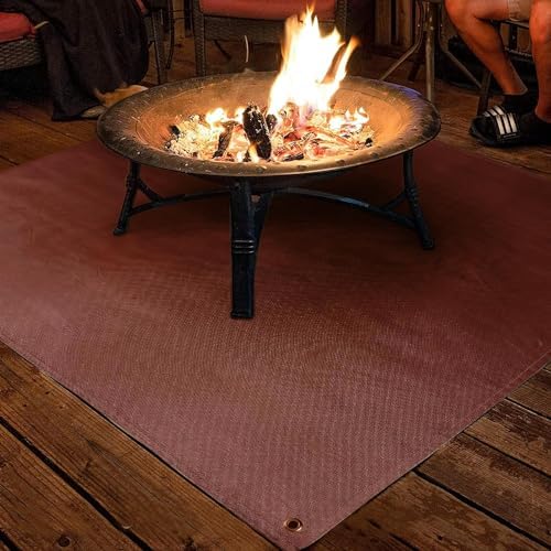 Fire Pit Mat, 37.8"x 39.4" Fireproof Blanket for Under Fire Pit, Brown - Image 4