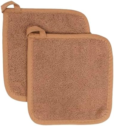 RITZ Terry Potholder & Hot Pad: Unparalleled Heat Resistant, Durable 100% Cotton – Ergonomically Designed for Optimal Grip – Easy-Care Machine Washable – 2-Pack, Copper by RITZ