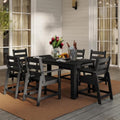 GREENVINES 7-piece Outdoor Dining Set, HDPE Table & 6 Armchairs, Black by GreenVines