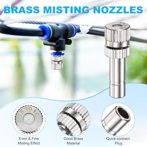 M METERXITY 20-Pack Brass Misting Nozzles, 0.012"/0.3mm Orifice Mister Replacement Heads for Outdoor Cooling System/Landscaping/Humidification/Greenhouse, 6mm Low-Pressure Fog Sprayer Nozzle - Image 2