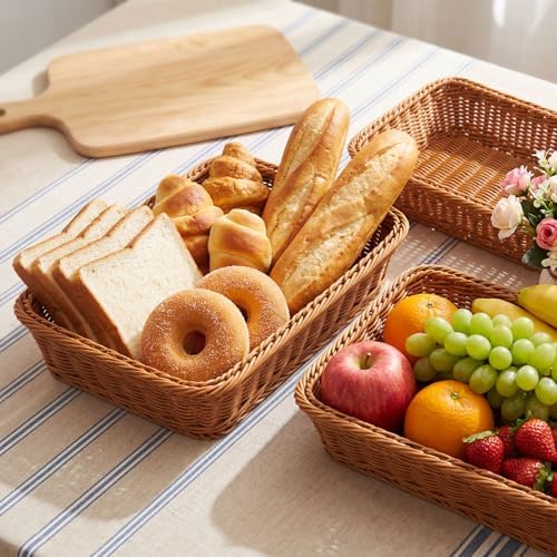 Eccliy 14 Pack Wicker Bread Baskets Woven Serving Basket, 15.8 Inch - Image 4