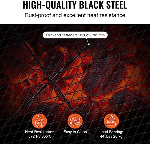VEVOR X-Marks Fire Pit Grill Grate, Round Cooking Grate, Heavy Duty Steel Campfire BBQ Grill Grid with Handle and Support X Wire, Portable Camping Cookware for Outside Party & Gathering, 30 Inch Black - Image 3