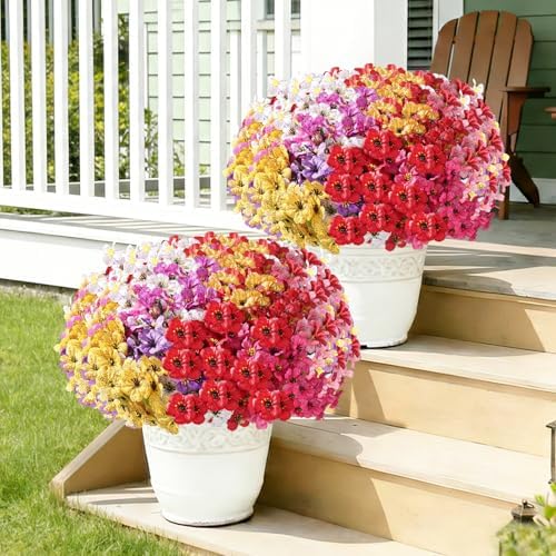 22 Pack Artificial Flowers for Outdoor Indoor Fake Plants(Multi-Colour) - Image 2