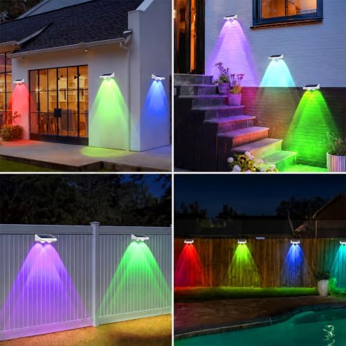 Brightever Solar Fence Lights Outdoor White 12-Pack, Color Changing - Image 7