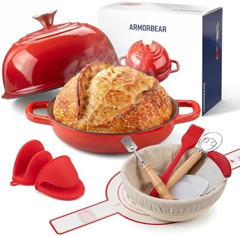 5QT Enameled Cast Iron Sourdough Bread Oven & Starter Kit, Red by Unknown