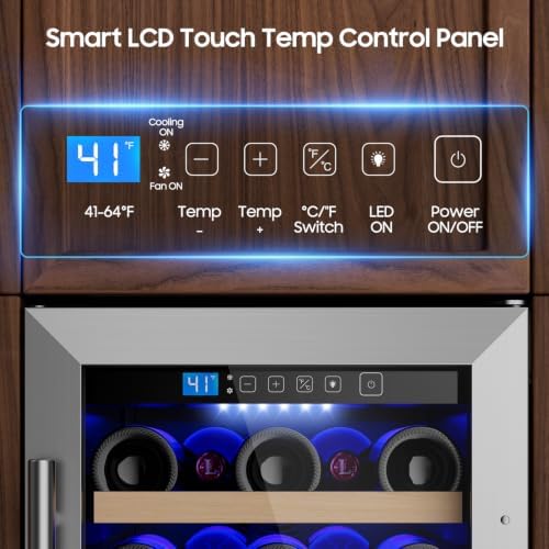 15 Inch Wine Fridge, 35 Bottles Wine Fridge Small with Glass Door Built-in or Freestanding, Wine Cooler Refrigerator Compressor Quick Cooling&Low Noise-Kitchen Bar Office - Image 4