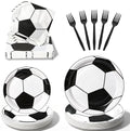 100 Pcs Disposable Soccer Party Tableware Set for 25 Guests by COSINIA
