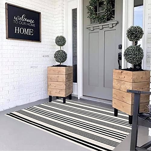 Black and White Outdoor Rug 3'x 5' Fall Area Rug Farmhouse Front Porch Rug - Image 4