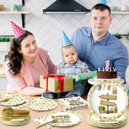 96Pcs Locally Grown Baby Shower Farmers Market Farmhouse Fruit Party Plates Supplies - Party Tableware Decorations Disposable Paper Plates Napkins Forks for Birthday Gender Reveal, Serves 24 - Image 6