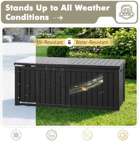 KAMABOKO 230 Gallon Outdoor Storage Box Waterproof Deck Box for Patio - Image 4