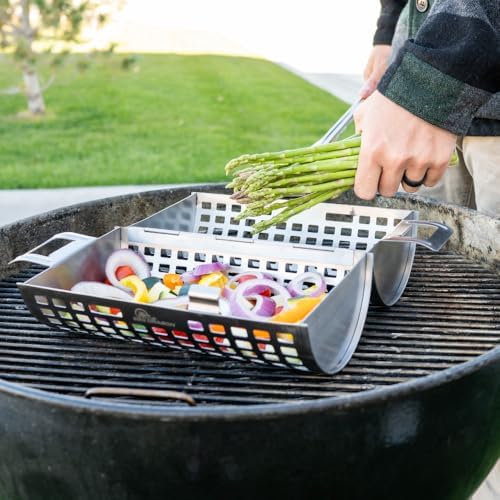 BBQ Dragon Rolling Grill Basket – Large Stainless Steel with Snap-Close Lid, Dishwasher Safe for Vegetables, Fish, and Meat - Image 5