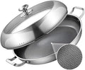 DELARLO Paella Pan With Lid 14 Inch Tri-Ply Large Stainless Steel Nonstick Frying Pan,Induction Skillets,Fast Heating Cookware,Indoors Outdoors,paelleras para 12 personas Jumbo Cooker by DELARLOCOOKWARE