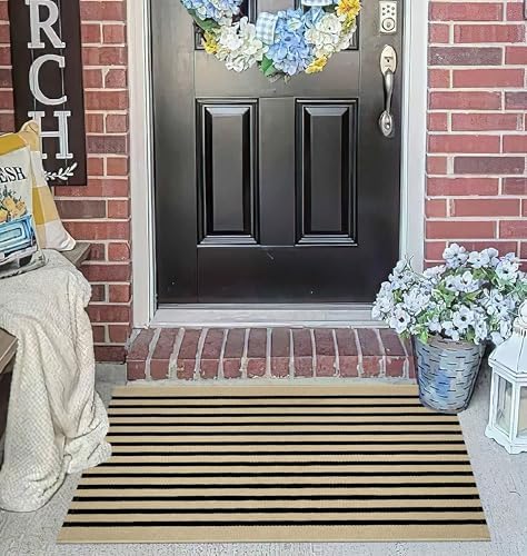 BUAGETUP Front Layered Door Mat 24"x35"Fall Striped Outdoor Rug Porch Decor - Image 7