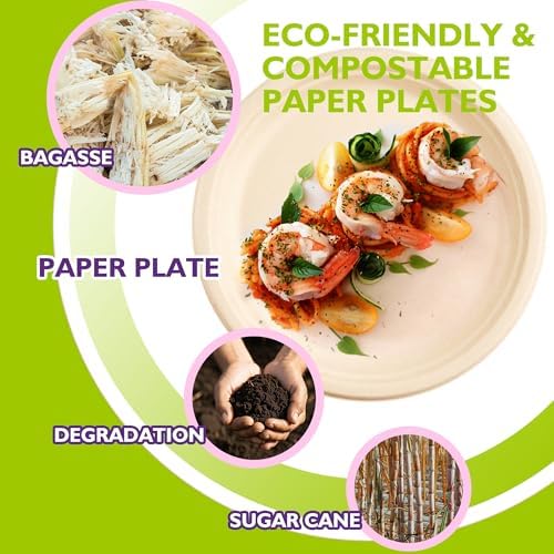 PACKINNO125 Pack 7 Inch Compostable Paper Plates - Image 4