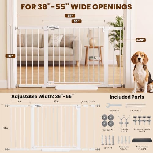 Mumeasy 36-55'' Extra Wide Baby Gate for Doorways & Dog Gate Indoor - Image 2