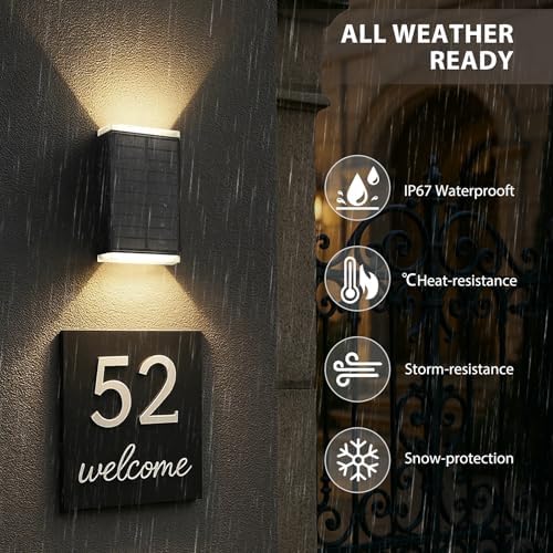 Solar Wall Lights Outdoor,3000/4000/6000K 3 Modes Dusk to Dawn Lighting Solar Wall Sconce IP67 Waterproof Up and Down Solar Lights Outdoor for House, Garage, Porch,Doorway (2 Pack) - Image 5