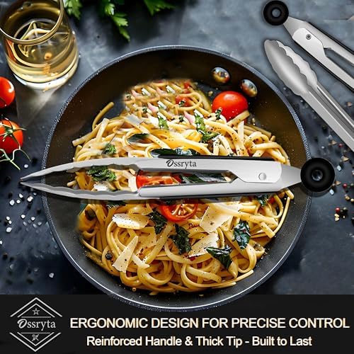 Stainless Steel Cooking Tongs Set of 3 - Heavy Duty 12/9/7 Inch Locking Tongs, Heat Resistant to 600 Degrees, Food Grade Kitchen Metal Tong for Food, Salad, & BBQ - Dishwasher Safe - Image 3