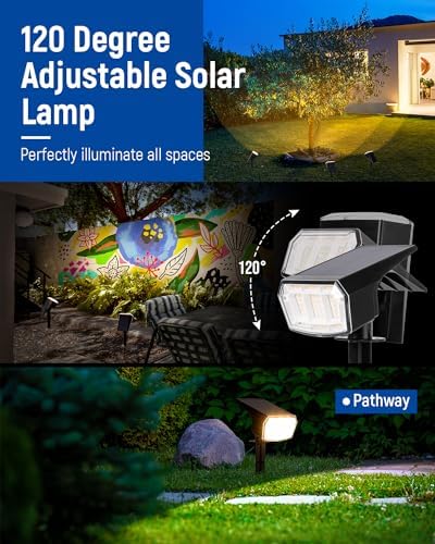 AUDERWIN Solar Spot Lights Outdoor Waterproof, 3 Packs, Warm White - Image 4