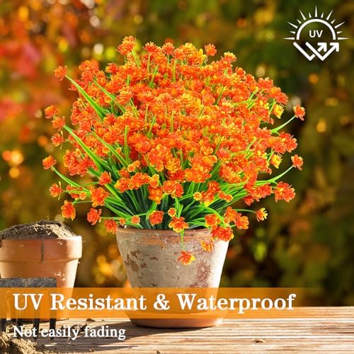 AGIRL Artificial Fall Flowers Outdoor,UV Resistant Fake Mums Porch Decor - Image 5