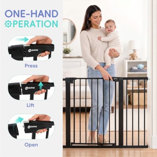 Sekey Baby Gate for Stairs, 30-57" Extra Wide No Drilling Dog Gate - Image 4