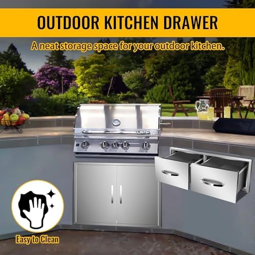 Outdoor Kitchen Single Drawers 30" W x 10" H x 20" D Stainless Steel - Image 7