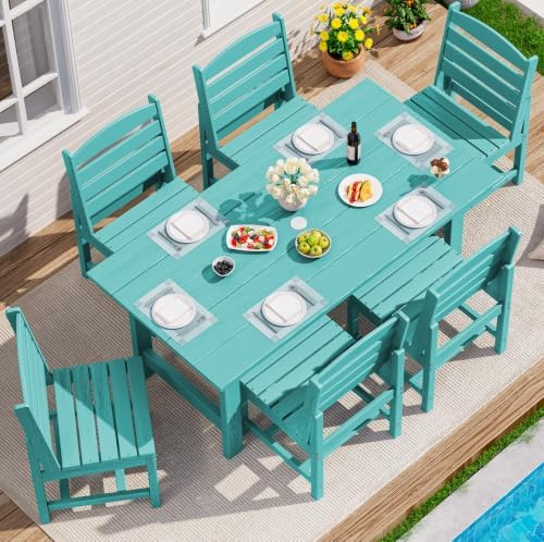 SERWALL Armless Outdoor Dining Set, Patio Dining Set for 6, Aruba by SERWALL