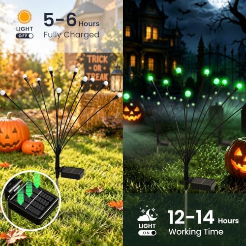 Solar Halloween Decorations (4Pcs 40LED), Green Halloween Solar Lights - Image 3