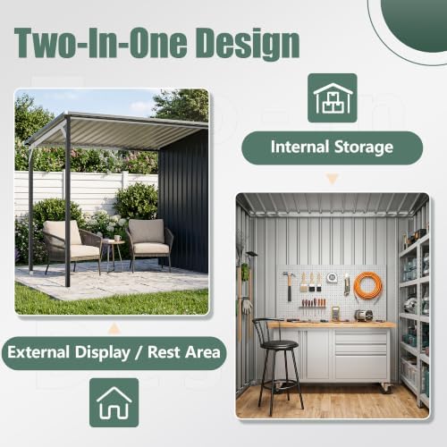 AirWire 6x4 FT Outdoor Storage Metal Shed with Reinforced Gazebo - Image 6