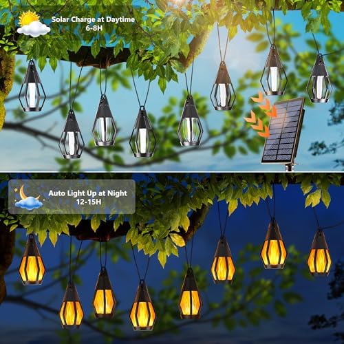 Solar String Lights for Outside, 21Ft Solar Patio Light with 10 Flickering - Image 4
