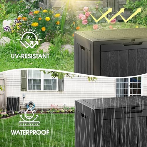 KAMABOKO Outdoor Storage Box, 35 Gallon Deck Box Outdoor Waterproof Small - Image 6