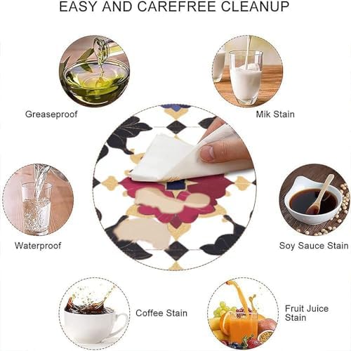 Outdoor Table Cloths with Elastic, Moroccan Trellis Pattern Printed on Fade Resistant Square Outdoor Table Covers, Use for Kitchen Patio Restaurant, Fit for 48" x 48" Square Tables - Image 4