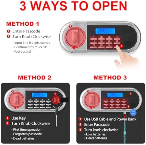 5.2 Cuft Large Safes for Home Use Fire and Water Proof, Anti-Theft Digital Security Safe Box With Programmable Keypad & Spare Keys, Home Safes Water and Fireproof for Money Valuables - Image 5