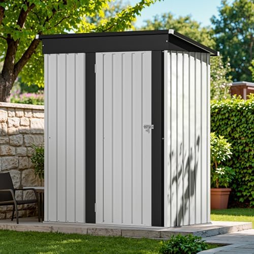 Devoko 5x3 FT Outdoor Storage Shed, White - Image 6
