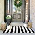 IOHOUZE 2x4.3 Striped Outdoor Door Mat, Washable Porch Rug, Black/White by iOhouze