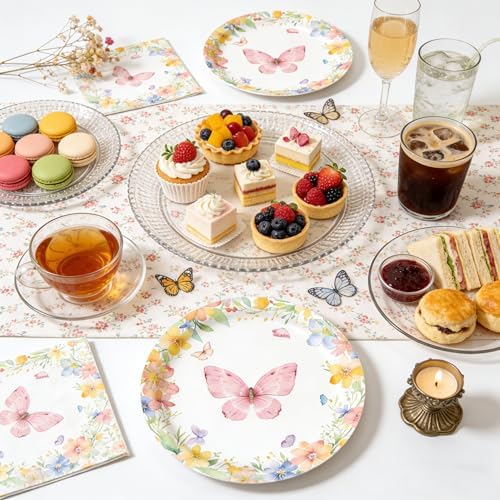 CHANGZHONG 50pcs Spring Butterfly Wildflower Birthday Dinnerware - Image 3