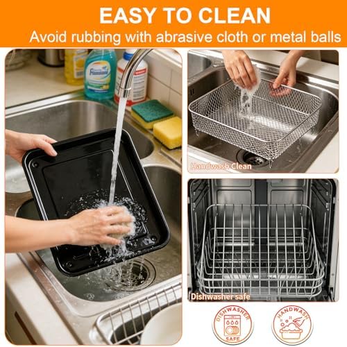 3 IN 1 Air Fry Oven Replacement Parts for Ninja French Door Premier FO101,12.2 × 12.2" Air Fryer Sheet Pan Grill Plate Crisper Plate Rack Accessories Tray,Dishwasher Safe - Image 5